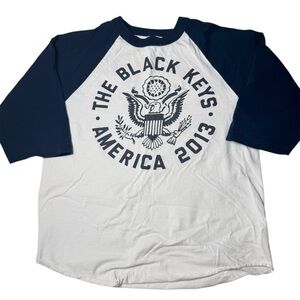 Alstyle White and Blue Raglan Tee The Black Keys America 2013 Graphic